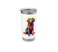 Colorful Pop Art Curly-Coated Retriever Retrievers Vaso térmico de acero inoxidable de doble pared