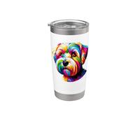 Colorful Pop Art Dandie Dinmont Terrier Terriers Vaso térmico de acero inoxidable de doble pared