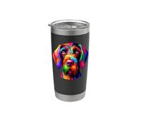 Colorful Pop Art German Wirehaired Pointer Vaso térmico de acero inoxidable de doble pared
