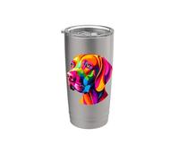 Colorful Pop Art Hungarian Vizsla Magyar Vizslas Vaso térmico de acero inoxidable de doble pared