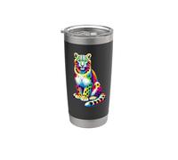 Colorful Pop Art Leopardo de Las Nieves Leopardos Vaso térmico de acero inoxidable de doble pared