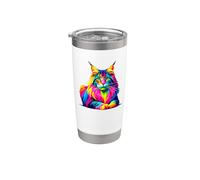 Colorful Pop Art Maine Coon American Longhair Vaso térmico de acero inoxidable de doble pared