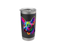 Colorful Pop Art Mexican Hairless Dog Xoloitzcuintli Vaso térmico de acero inoxidable de doble pared