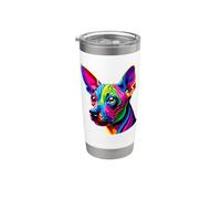 Colorful Pop Art Mexican Hairless Dog Xoloitzcuintli Vaso térmico de acero inoxidable de doble pared