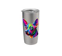 Colorful Pop Art Mexican Hairless Dog Xoloitzcuintli Vaso térmico de acero inoxidable de doble pared
