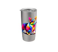 Colorful Pop Art Pembroke Welsh Corgi Corgis Vaso térmico de acero inoxidable de doble pared