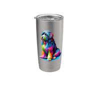 Colorful Pop Art Polish Lowland Sheepdog Vaso térmico de acero inoxidable de doble pared