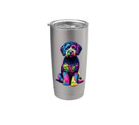 Colorful Pop Art Portuguese Water Dog Portie Vaso térmico de acero inoxidable de doble pared