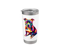 Colorful Pop Art Staffordshire Bull Terrier Vaso térmico de acero inoxidable de doble pared