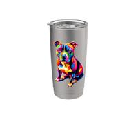 Colorful Pop Art Staffordshire Bull Terrier Vaso térmico de acero inoxidable de doble pared