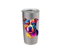 Colorful Pop Art Staffordshire Bull Terrier Vaso térmico de acero inoxidable de doble pared