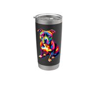 Colorful Pop Art Staffordshire Bull Terrier Vaso térmico de acero inoxidable de doble pared