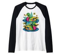 Colorful Preppy Duck Lake Aesthetic Design Camiseta Manga Raglan
