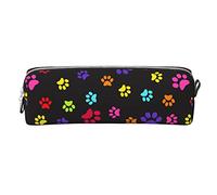 Colorful Puppy Paws Estuche pequeño para lápices Estuche para bolígrafos simple Caja de transporte para adultos con cremallera suave Duradero Ligero para organizador de oficina Bolsa de almacenamiento