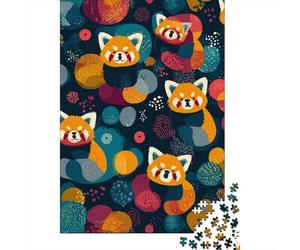 Colorful Red Panda Pattern Rompecabezas Imposible,desafío para Adultos Entretenimiento Creativo 1000 Piezas Obra De Arte De Juego De para Adultos Y Niños Mayores De 12 Años 52x38cm/1000pcs