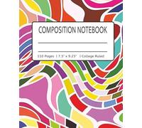 Colorful Retro Funky Composition Notebook | College Ruled: Bold geometric & funky pattern-themed lined notebook with left margin for school, work, or ... Perfect for vibrant note-takers & retro fans