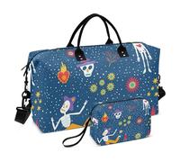 Colorful Skeletons Day Of Dead - Bolsa de mano grande de transporte para aeropuerto, bolsa de entrenamiento deportivo con correa ajustable para deportes, plegable, Esqueletos coloridos Día de los