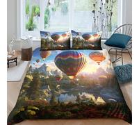 Colorful sky adventure Funda Edredon Microfibra Suave 3 Piezas Compuesto Estampado 3D Colorido sky adventure Funda de Edredón con Funda de Almohada Antibacteriana for Ancianos Super king（260x220cm）