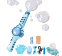 Colorful Smoke Bubble Machine & Elastic Bubble Fog Wand, Magic Interactive Fog Smoke Bubble Machine for Party, Wedding, Festival, Birthday, Colorful Lights (Blue-A)
