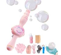 Colorful Smoke Bubble Machine & Elastic Bubble Fog Wand, Magic Interactive Fog Smoke Bubble Machine for Party, Wedding, Festival, Birthday, Colorful Lights (Pink-B)