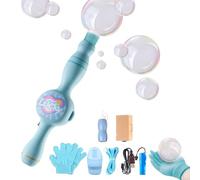 Colorful Smoke Bubble Machine & Elastic Bubble Fog Wand, Magic Interactive Fog Smoke Bubble Machine for Party, Wedding, Festival, Birthday, Colorful Lights (Blue-B)