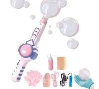 Colorful Smoke Bubble Machine & Elastic Bubble Fog Wand, Magic Interactive Fog Smoke Bubble Machine for Party, Wedding, Festival, Birthday, Colorful Lights (Pink-A)