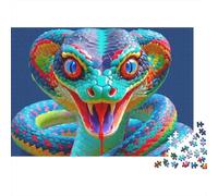 Colorful Snake Art 100% Recycled Cardboard Psychedelic Cobra Art 1000Pc Jigsaw Puzzle For Adults Challenging & Brainteasing 70x50cm/1000pcs