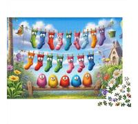 Colorful Socks Hanging Colourful Cute Christmas Socks Art 1000 Pieces Jigsaw for Adults The Impossible Challenge Brain Development 38x26cm/1000pcs