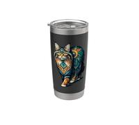 Colorful Splash Art American Bobtail Bobtails Vaso térmico de acero inoxidable de doble pared