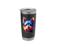 Colorful Splash Art Australian Silky Terrier Sydney Silky Vaso térmico de acero inoxidable de doble pared