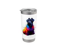 Colorful Splash Art Black Russian Terrier Chornyi Terrier Vaso térmico de acero inoxidable de doble pared