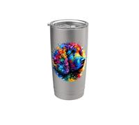 Colorful Splash Art Curly-Coated Retriever Retrievers Vaso térmico de acero inoxidable de doble pared