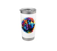 Colorful Splash Art Curly-Coated Retriever Retrievers Vaso térmico de acero inoxidable de doble pared
