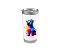 Colorful Splash Art Dandie Dinmont Terrier Terriers Vaso térmico de acero inoxidable de doble pared