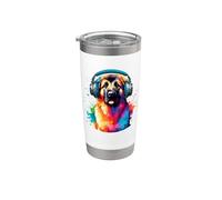 Colorful Splash Art Headphones Anatolian Shepherd Dog Kangal Vaso térmico de acero inoxidable de doble pared
