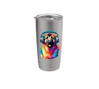 Colorful Splash Art Headphones Anatolian Shepherd Dog Kangal Vaso térmico de acero inoxidable de doble pared