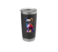 Colorful Splash Art Headphones Chinese Crested Dog Crestie Vaso térmico de acero inoxidable de doble pared