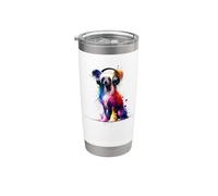 Colorful Splash Art Headphones Chinese Crested Dog Crestie Vaso térmico de acero inoxidable de doble pared