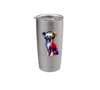 Colorful Splash Art Headphones Chinese Crested Dog Crestie Vaso térmico de acero inoxidable de doble pared