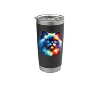 Colorful Splash Art Himalayan Cat Persian Vaso térmico de acero inoxidable de doble pared