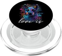 Colorful Splash Art Love is my Australian Ganado Perro mamá PopSockets PopGrip para MagSafe