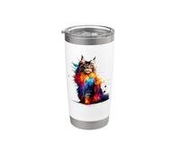 Colorful Splash Art Maine Coon American Longhair Vaso térmico de acero inoxidable de doble pared
