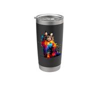 Colorful Splash Art Maine Coon American Longhair Vaso térmico de acero inoxidable de doble pared