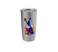 Colorful Splash Art Mexican Hairless Dog Xoloitzcuintli Vaso térmico de acero inoxidable de doble pared