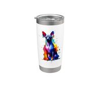 Colorful Splash Art Mexican Hairless Dog Xoloitzcuintli Vaso térmico de acero inoxidable de doble pared
