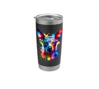 Colorful Splash Art Mexican Hairless Dog Xoloitzcuintli Vaso térmico de acero inoxidable de doble pared