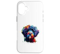 Colorful Splash Art Portuguese Water Dog Portie Carcasa para iPhone 16 Plus