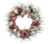 Colorful Spring Flower Decor - Funny Easter Eggs Wreath For Door Hanging | ABS with Vibrant Details, Easy To Install, Indoor Outdoor Wall Front Door Entryway Patio Yard Party Celebration