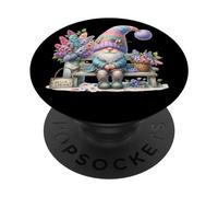 Colorful Spring GNOME with Cute Flowers For Women Gardener PopSockets PopGrip Adhesivo