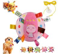 Colorful Squeaky Hanging Dog Training Toy, 6-Inch Squeaky Hanging Dog Toy, Soft Stuffed Ball with Cotton Material, Built-in Bell, Interactive Tug Chew Toys for Small Medium Dogs Indoor Play (D-1)